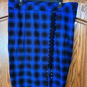 SOLD!! 
Torrid Black and Blue Plaid Pencil Skirt